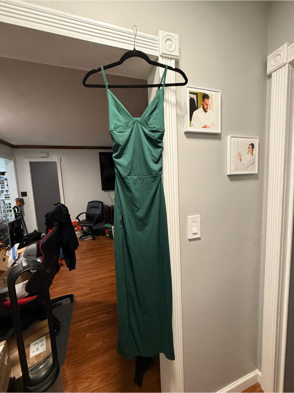 SHEIN Emerald Green Slip Maxi Dress with Spaghetti Straps